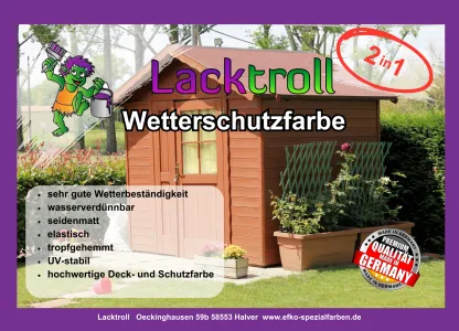 Wetterschutzfarbe Lacktroll - Holz im Außenbereich