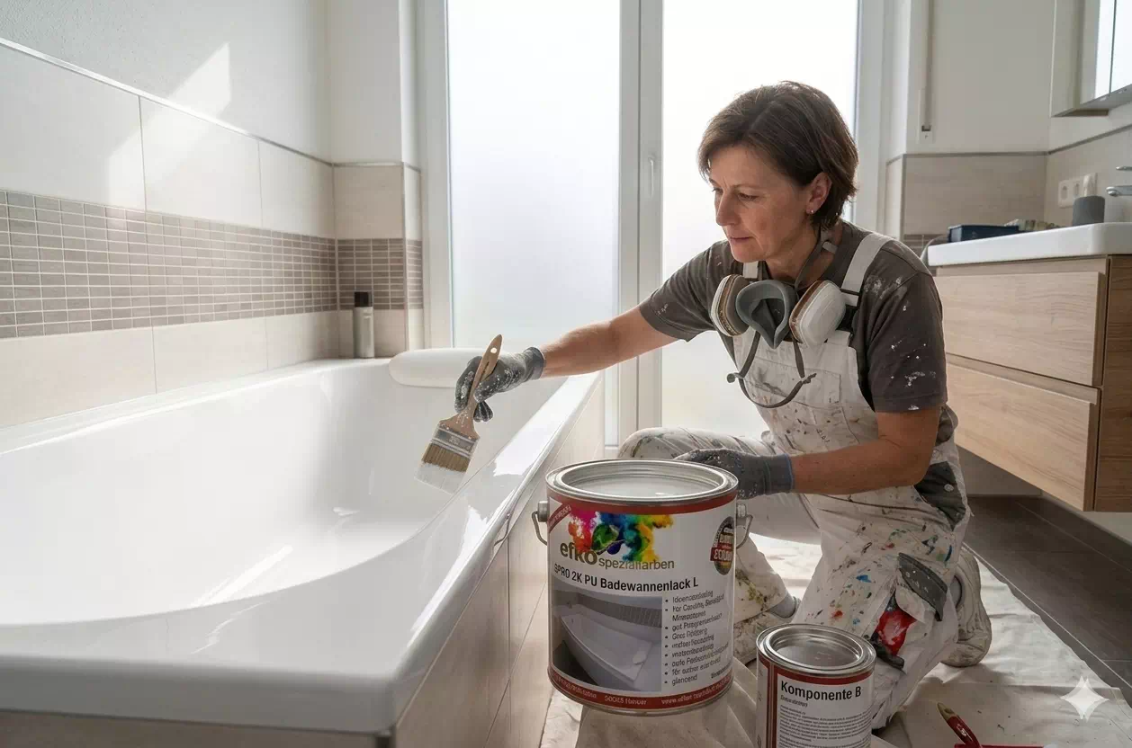 Badewanne professionell lackieren mit EFKO 2K Systemen